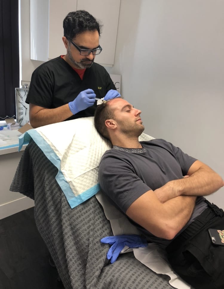 Max Morley’s first PRP treatment..
