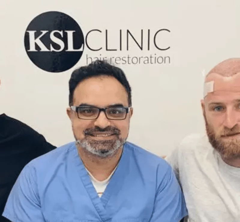 our Manchester hair transplant surgeon DR Mattee with two patients