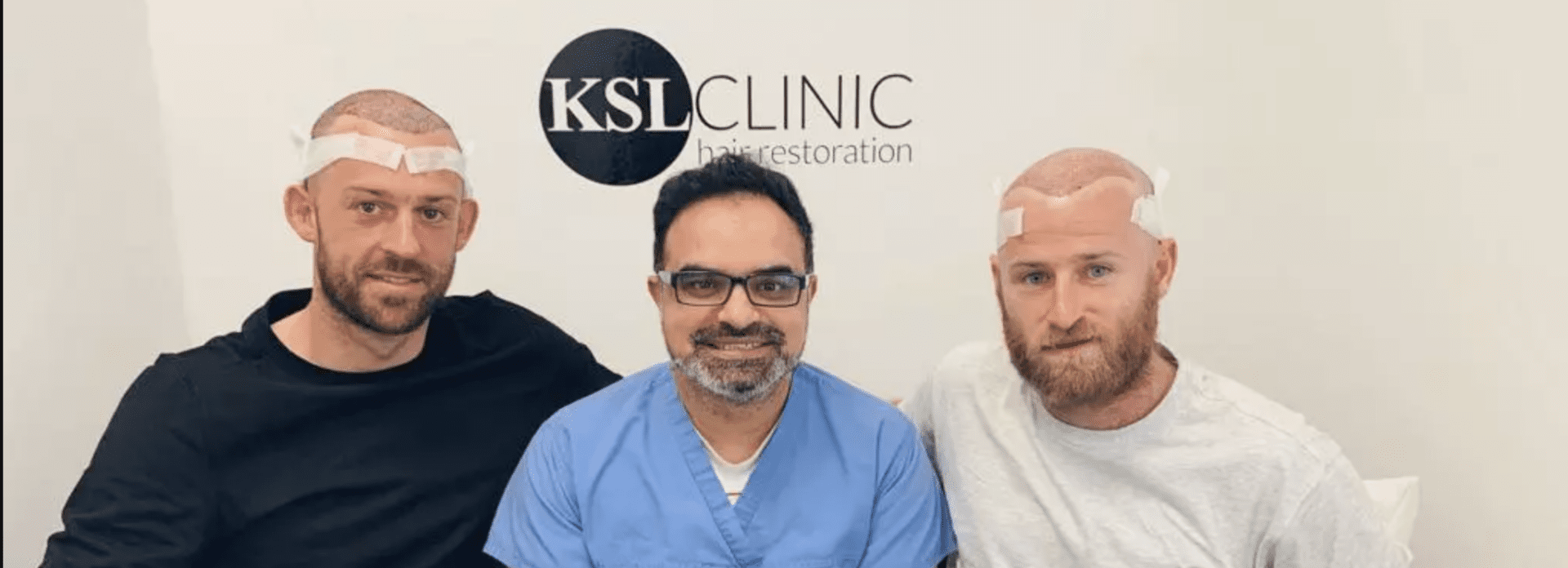 our Manchester hair transplant surgeon DR Mattee with two patients